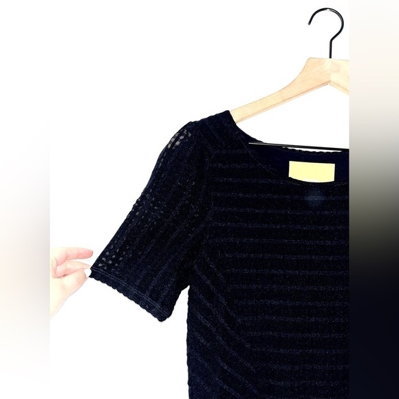 MAEVE Anthropologie Sheath Mini Dress Women’s Navy Blue Textured Short Sleeve XS - Picture 6 of 11